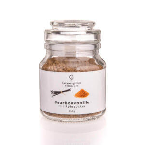 Vanillezucker Bourbon Madagaskar (brauner Rohrzucker) -150g Glas Vanille Rohrzucker Madagascar mit echter Madagaskar-Vanille